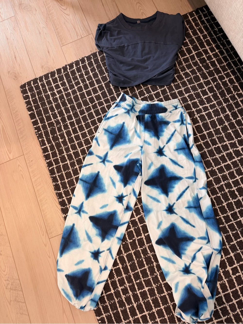 FP Movement by Free People White & Blue Tie-Dye Jogger Sweatpants nwot